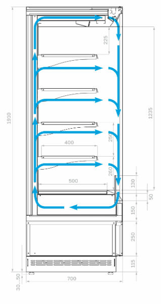 Холодильная горка гастрономическая Carboma FC20-07 VM 1,9-2 (версия 2.0), ночная шторка (9006-9005)