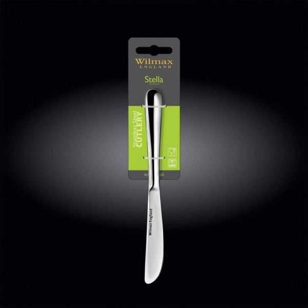 Нож десертный Wilmax Stella серебряный L 205 мм (на блистере)